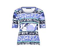 Betty Barclay Kurzarmshirt Damen Rippenstruktur Rundhals 95% Baumwolle 5% Elasthan Blau/Grün Gr. 44
