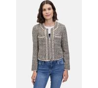 Jackenblazer BETTY BARCLAY "Betty Barclay Damen Blazer-Jacke mit Fransen", Damen, Gr. 46, schwarz (schwarz, beige), Obermaterial: 38% Baumwolle, 37% Polyester, 25% Polyacryl., modisch, tailliert norma