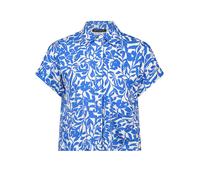 Kurzarmbluse BETTY BARCLAY "Damen mit Kragen", Damen, Gr. 42, weiß, blau, Web, Obermaterial: 55% Leinen, 45% Viskose, oversize kurz, Blusen (19603863-42) weiß, blau