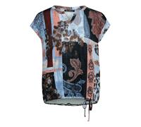 Kurzarmshirt BETTY BARCLAY "Damen mit Tunnelzug", Damen, Gr. 46, bunt (blau, rot), Jersey, Obermaterial: 95% Viskose, 5% Elasthan, figurumspielend normal, Rundhals, Shirts (25444839-46) blau, rot