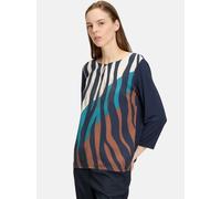 3/4-Arm-Shirt BETTY BARCLAY "Betty Barclay Blusenshirt mit Aufdruck" Gr. 38, dark blue, beige Damen Shirts (30595347-38) dark blue, beige