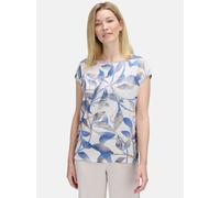 Kurzarmshirt BETTY BARCLAY "Betty Barclay Damen Blusenshirt mit Aufdruck", Damen, Gr. 42, grau (grau, blau), Jersey, Obermaterial: 67% Viskose, 15% Polyester metallisiert, 15% Polyester, 3% Elasthan.,