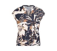 Kurzarmshirt BETTY BARCLAY "Damen mit Bluseneinsatz", Damen, Gr. 38, bunt (dunkelblau, nature), Jersey, Obermaterial: 50% Baumwolle, 50% Modal, figurumspielend normal, V-Ausschnitt, Shirts (62345055-3