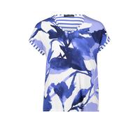 Kurzarmshirt BETTY BARCLAY "Damen mit Ringel", Damen, Gr. 46, weiß, blau, Jersey, Obermaterial: 95% Viskose, 5% Elasthan, loose fit normal, V-Ausschnitt, Shirts (71732945-46) weiß, blau