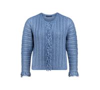 Strickjacke BETTY BARCLAY "Damen mit Fransen", Damen, Gr. 40, blau (patch blau, blau), Strick, Obermaterial: 84% Polyacryl, 16% Polyamid, lässig geschnitten normal, Rundhals, Strickjacken Strickjacke