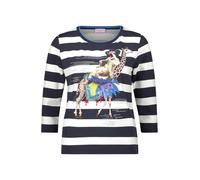 so cosy - Gestreiftes Shirt mit 3/4-Arm und Frontprint blau/weiß - Gr. - 38