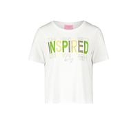 Kurzarmshirt BETTY BARCLAY "Damen mit Aufdruck", Damen, Gr. 44, weiß (patch weiß, grün), Jersey, Obermaterial: 100% Baumwolle, gerade normal, Rundhals, Shirts, Glitzersteine (52078807-44) patch weiß,