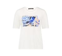 Betty Barclay Kurzarmshirt Damen mit Placement Patch Cream/Blau Gr. 46 tailliert Rundhals