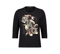 Betty Barclay Damen Basic Shirt mit Placement 42, Patch Black/Brown