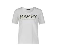 Kurzarmshirt BETTY BARCLAY "Damen Basic Shirt mit Placement", Damen, Gr. 44, weiß (patch weiß, dunkelblau), Jersey, Obermaterial: 95% Baumwolle, 5% Elasthan., Basic, figurumspielend normal, Rundhals,