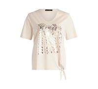 Kurzarmshirt BETTY BARCLAY "Damen mit Schleifenknoten", Damen, Gr. 42, beige (patch beige, beige), Jersey, Obermaterial: 50% Baumwolle, 50% Modal, figurumspielend normal, V-Ausschnitt, Shirts (4631795