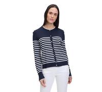 Strickjacke BETTY BARCLAY "Betty Barclay Basic-Strickjacke mit Streifen", Damen, Gr. 36, blau (patch dunkelblau, cream), Strick, Obermaterial: 72% Viskose, 28% Polyamid., casual, gerade normal, Langar