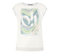 Betty Barclay Damen Blusenshirt Patch Cream/Green mit Aufdruck Kurzarm U-Boot-Ausschnitt Gr. 42