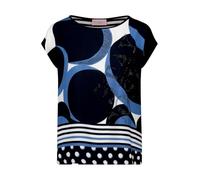 Kurzarmshirt BETTY BARCLAY "Damen mit Aufdruck", Damen, Gr. 46, bunt (dunkelblau, weiß), Jersey, Obermaterial: 95% Viskose, 5% Elasthan, loose fit normal, U-Boot-Ausschnitt, Shirts (34117206-46) dunke