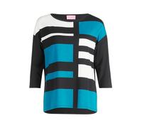 Betty Barclay Damen Blusenshirt mit U-Boot-Ausschnitt 44, Black/Petrol