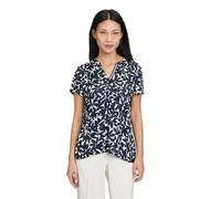 Blusentop BETTY BARCLAY "Betty Barclay Blusentop mit Knopfleiste", Damen, Gr. 44, blau (dunkelblau, weiß), Obermaterial: 100% Viskose., modisch, figurumspielend normal, Rundhals, Kurzarm, Blusen (5807