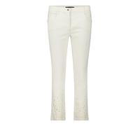 Stoffhose BETTY BARCLAY "Betty Barclay Casual-Hose mit Stickerei", Damen, Gr. 38, Normalgrößen, weiß (rohweiß), Obermaterial: 92% Baumwolle, 6% Elastomultiester, 2% Elasthan., casual, slim fit 3/4-Län