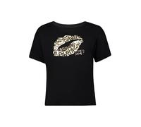 Kurzarmshirt BETTY BARCLAY "Damen mit Aufdruck", Damen, Gr. 38, schwarz (patch schwarz, camel), Jersey, Obermaterial: 50% Baumwolle, 50% Modal, gerade normal, U-Boot-Ausschnitt, Shirts (16376253-38) p