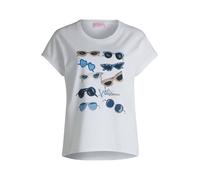 Kurzarmshirt BETTY BARCLAY "Damen Casual-Shirt mit Aufdruck", Damen, Gr. 42, weiß (patch weiß, blau), Jersey, Obermaterial: 100% Baumwolle., loose fit normal, Rundhals, Shirts (51581809-42) patch weiß