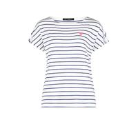 Betty Barclay Damen Casual-Shirt mit U-Boot-Ausschnitt 44, Weiß/Blau