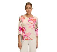 Strickpullover BETTY BARCLAY "Betty Barclay Feinstrickpullover mit Print", Damen, Gr. 46, rot (nature, rot), Strick, Obermaterial: 80% Viskose, 20% Polyamid., feminin, gerade normal, Rundhals, 3/4-Ärm