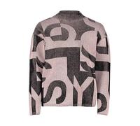 Grobstrick-Pullover mit Jacquard Patch Black/Rosé 44