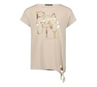 Kurzarmshirt BETTY BARCLAY "Damen mit Schleifenknoten", Damen, Gr. 44, grau beige, Jersey, Obermaterial: 62% Viskose, 21% Polyester, 12% Polyester, 5% Elasthan, loose fit normal, U-Boot-Ausschnitt, Sh