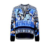 Longbluse mit Stehkragen Dunkelblau/Blau 48