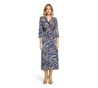 Midikleid BETTY BARCLAY "Damen mit Raffung", Damen, Gr. 46, Normalgrößen, blau (blau, braun), Obermaterial: 94% Polyester, 6% Elasthan, körpernah lang, V-Ausschnitt, Kleider Midikleid (48675458-46) bl