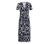 Betty Barclay Damen Midikleid mit Raffung 38, Dunkelblau/Weiß