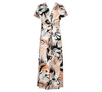 Midikleid BETTY BARCLAY "Betty Barclay Midikleid mit Raffung", Damen, Gr. 46, Normalgrößen, schwarz (schwarz, braun), Jersey, Obermaterial: 95% Viskose, 5% Elasthan., feminin, körpernah lang, V-Aussch