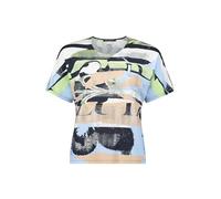 Kurzarmshirt BETTY BARCLAY "Damen mit Aufdruck", Damen, Gr. 48, blau, beige, Jersey, Obermaterial: 50% Baumwolle, 50% Modal, gerade normal, Rundhals, Shirts (78693916-48) blau, beige