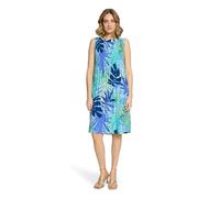 Betty Barclay Damen Plisseekleid ohne Arm 38, Blau/Grün