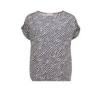 Kurzarmshirt BETTY BARCLAY "Damen mit Gummizug", Damen, Gr. 46, schwarz-weiß (dunkelblau, beige), Jersey, Obermaterial: 95% Viskose, 5% Elasthan, figurumspielend normal, Shirts (26419618-46) dunkelbla