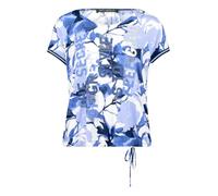 Betty Barclay Kurzarmshirt Damen mit Raffung Viskose-Mix Rundhals Weiß/Blau Gr. 44