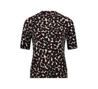 Kurzarmshirt BETTY BARCLAY "Damen Printshirt mit Stehkragen", Damen, Gr. 42, braun (braun, beige), Jersey, Obermaterial: 95% Polyester, 5% Elasthan., tailliert normal, Shirts (61431669-42) braun, beig