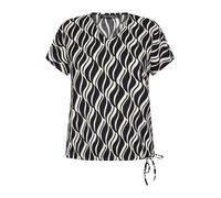 Printshirt mit Tunnelzug Schwarz/Beige 48