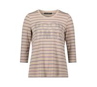 Betty Barclay Damen Ringelshirt mit Schmucksteinen 44, Beige/Grau