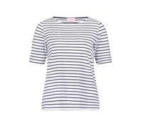 Ringelshirt mit U-Boot-Ausschnitt Weiß/Dunkelblau 38