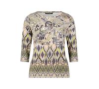 Betty Barclay Ringelshirt Damen U-Boot-Ausschnitt 3/4-Arm Grau/Beige Größe 44