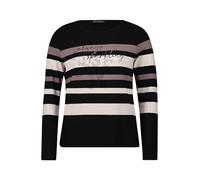Betty Barclay Damen Ringelshirt mit U-Boot-Ausschnitt 48, Black/Taupe