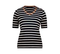 Betty Barclay Kurzarmshirt Ringelshirt V-Ausschnitt Jersey Gr. 38 Dunkelblau/Nature