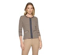 Shirtjacke BETTY BARCLAY "Damen mit Rippenstruktur", Damen, Gr. 36, beige, dunkelblau, Rippware, Obermaterial: 95% Baumwolle, 5% Elasthan, tailliert normal, Rundhals, Shirts Shirtjacke (29784302-36) b