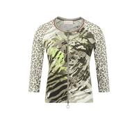 Shirtjacke BETTY BARCLAY "Damen mit Rippenstruktur", Damen, Gr. 40, khaki, cream, Rippware, Obermaterial: 95% Baumwolle, 5% Elasthan, tailliert normal, Rundhals, Shirts Shirtjacke (23077833-40) khaki,