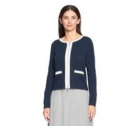 Sweatjacke BETTY BARCLAY "Betty Barclay Shirtjacke mit Struktur", Damen, Gr. 48, blau (patch dunkelblau, cream), Obermaterial: 73% Polyester, 22% Viskose, 5% Elasthan., casual, tailliert lang, Rundhal