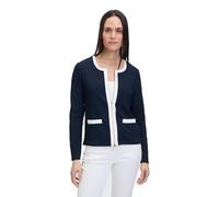 Sweatjacke BETTY BARCLAY "Betty Barclay Shirtjacke mit Struktur", Damen, Gr. 48, blau (patch dunkelblau, cream), Obermaterial: 73% Polyester, 22% Viskose, 5% Elasthan., casual, tailliert lang, Rundhal
