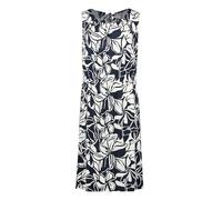 Sommerkleid BETTY BARCLAY "Damen mit Rundhalsausschnitt", Damen, Gr. 40, Normalgrößen, dunkelblau, weiß, Obermaterial: 95% Viskose, 5% Elasthan, figurumspielend kurz, Rundhals, Kleider Sommerkleid (50