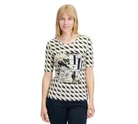 Kurzarmshirt BETTY BARCLAY "Damen mit Print", Damen, Gr. 38, beige (beige, dunkelblau), Jersey, Obermaterial: 95% Viskose, 5% Elasthan, tailliert normal, Rundhals, Shirts (35413737-38) beige, dunkelbl