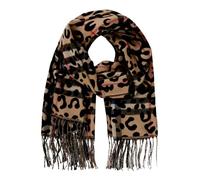 Schal BETTY BARCLAY "Damen mit Fransen", Damen, Gr. ACC, beige (camel, schwarz), Polyacryl, Modetücher Schal (34517231-0) camel, schwarz