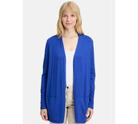 Strickjacke BETTY BARCLAY "Betty Barclay Damen Feinstrickjacke mit Taschen", Damen, Gr. 38, blau (adria), Strick, Obermaterial: 72% Viskose, 28% Polyamid., feminin, figurumspielend lang, Strickjacken